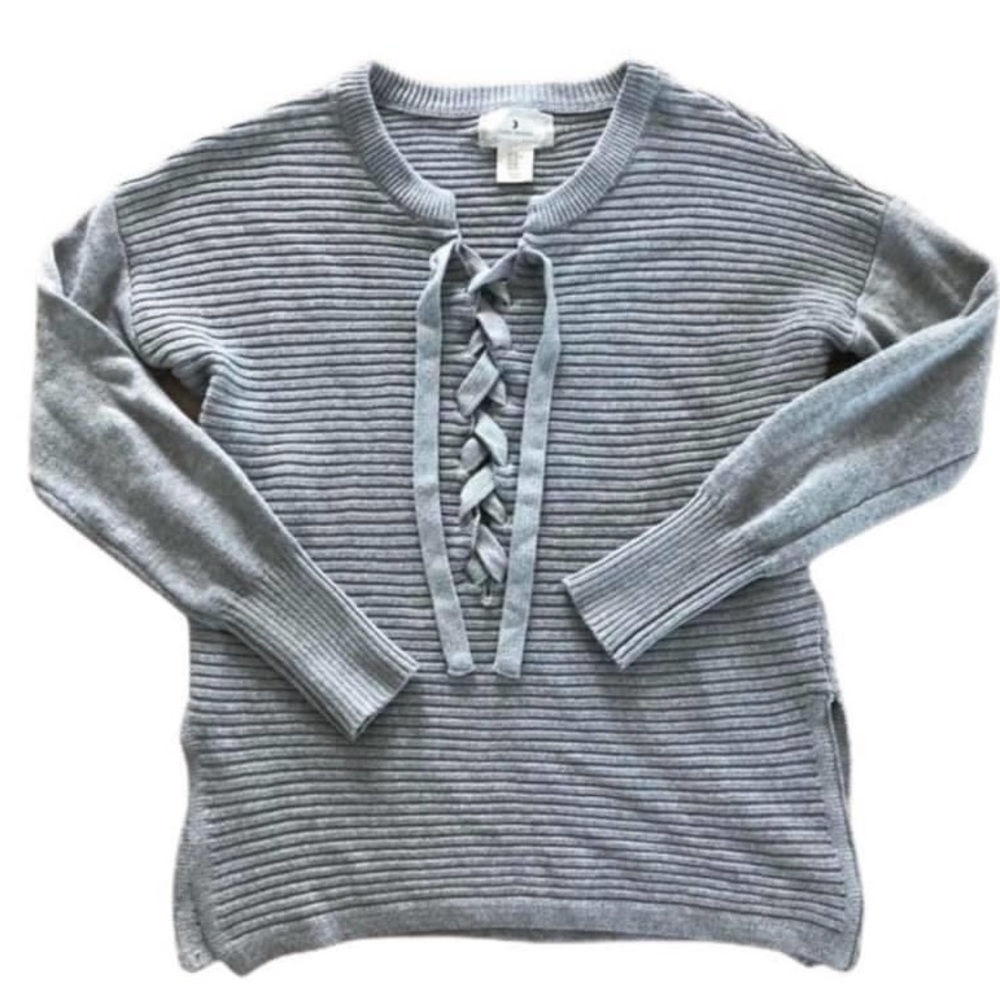 Anthro Ruby Moon Ribbed Gray Sweater